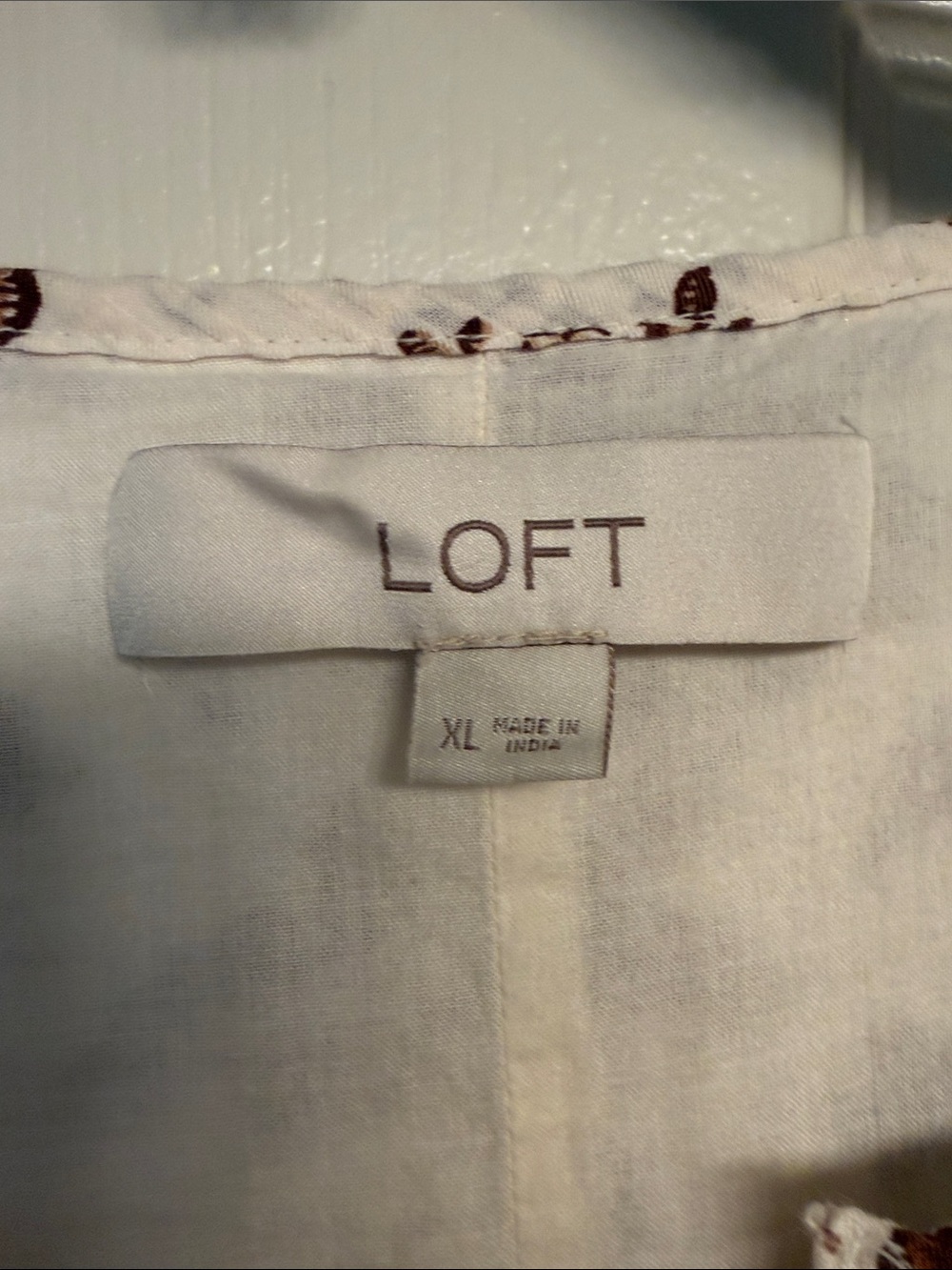 LOFT Long-Sleeve Tunic Dress with Brown Florals - Picture 2 of 3